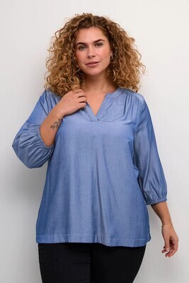 Kaffe Curve 10582210 Women's 3/4 Sleeve Nora Blouse – Chambray Blue
