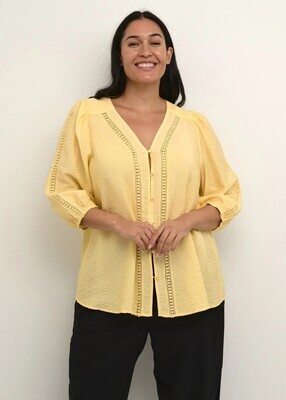 Kaffe Curve 10582185 Women's 3/4 Sleeve Ronja Blouse – Mellow Yellow