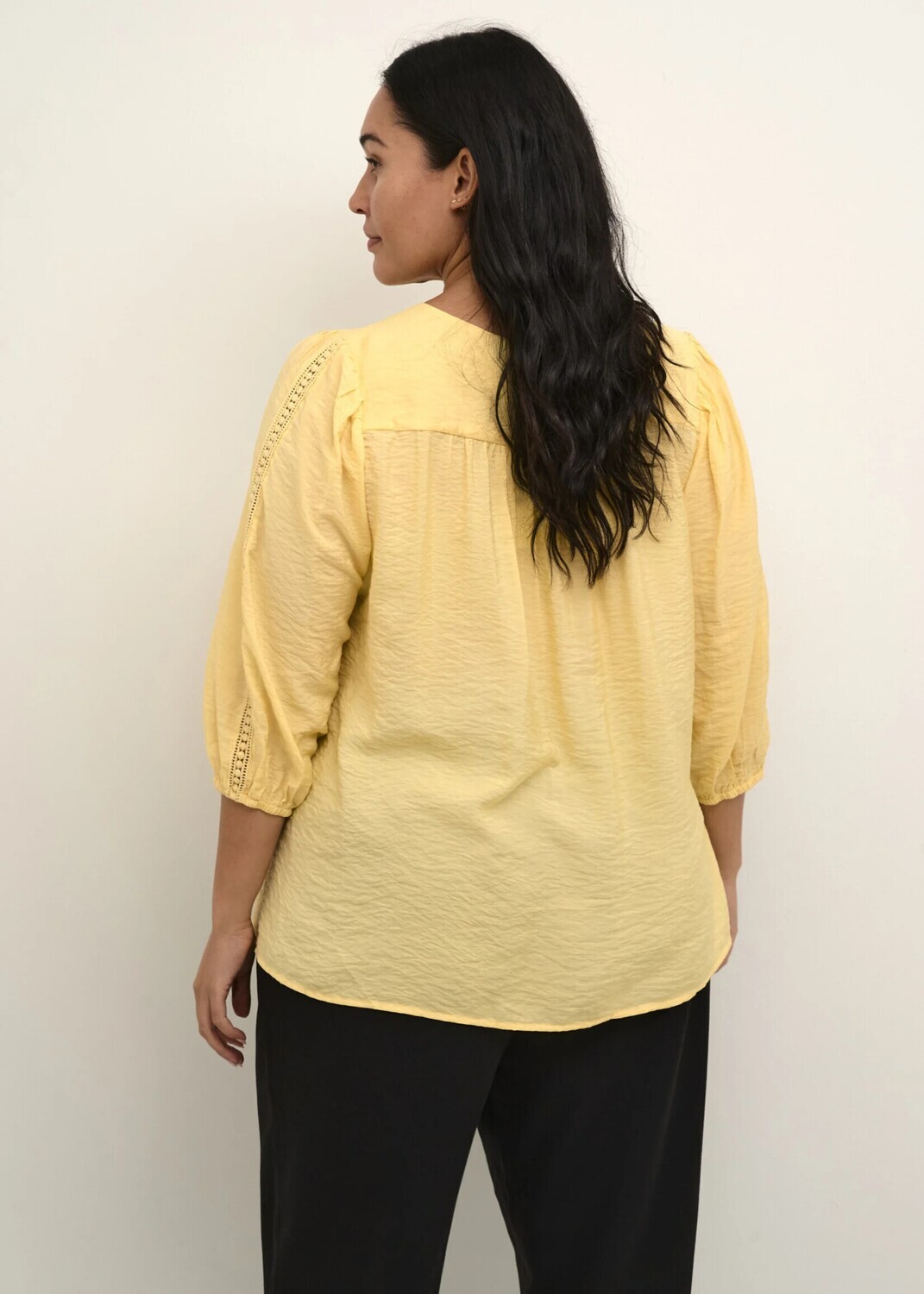 Kaffe Curve 10582185 Women's 3/4 Sleeve Ronja Blouse – Mellow Yellow