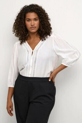 Kaffe Curve 10582185 Women's 3/4 Slv Ronja Blouse/ CHALK