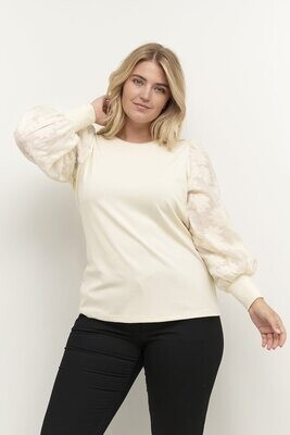 Kaffe Curve 10581393 Women's LS Felina Liddy Blouse/ ANTIQUE WHITE
