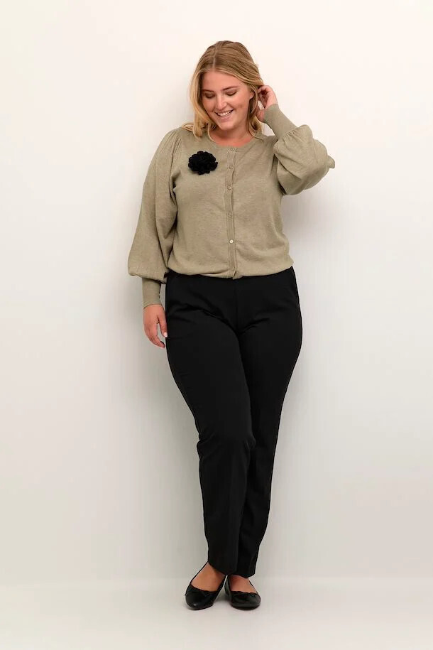 Kaffe Curve 10581441 Women's Long Sleeve Lazzy Knit Cardigan – Chinchilla Melange
