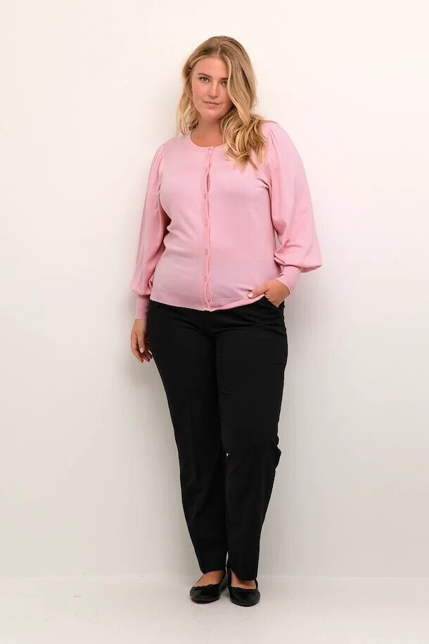 Kaffe Curve 10581441 Women's Long Sleeve Lazzy Knit Cardigan – Pink Mist