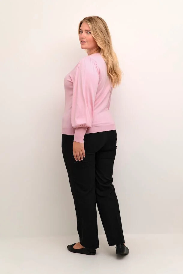 Kaffe Curve 10581441 Women's Long Sleeve Lazzy Knit Cardigan – Pink Mist