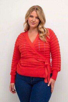 Kaffe Curve 10582135 Women's Long Sleeve Emmi Knit Wrap Sweater – Cayenne