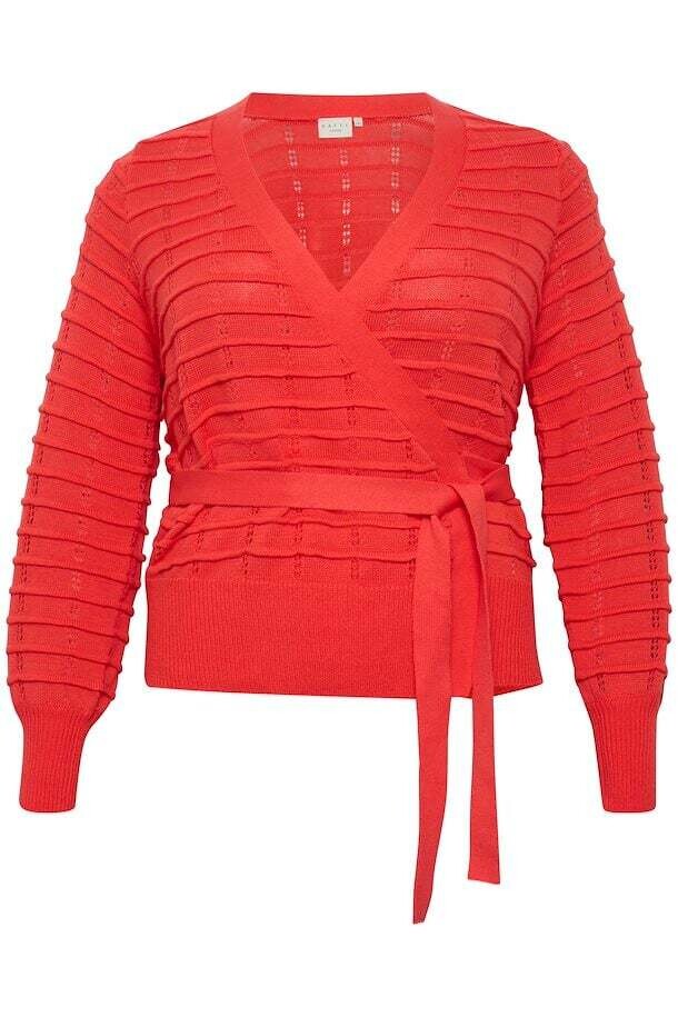 Kaffe Curve 10582135 Women's Long Sleeve Emmi Knit Wrap Sweater – Cayenne