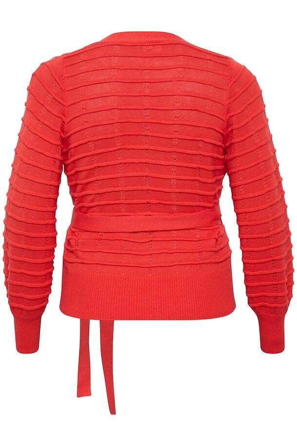 Kaffe Curve 10582135 Women's Long Sleeve Emmi Knit Wrap Sweater – Cayenne