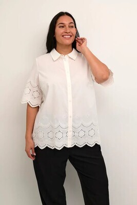 Kaffe Curve 10582154 Women's SS Samini Blouse/ CHALK