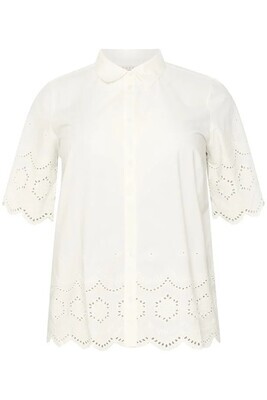 Kaffe Curve 10582154 Women's SS Samini Blouse/ CHALK
