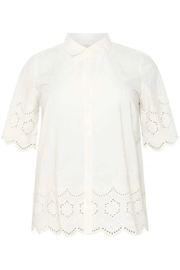 Kaffe Curve 10582154 Women's Short Sleeve Samini Blouse – Chalk