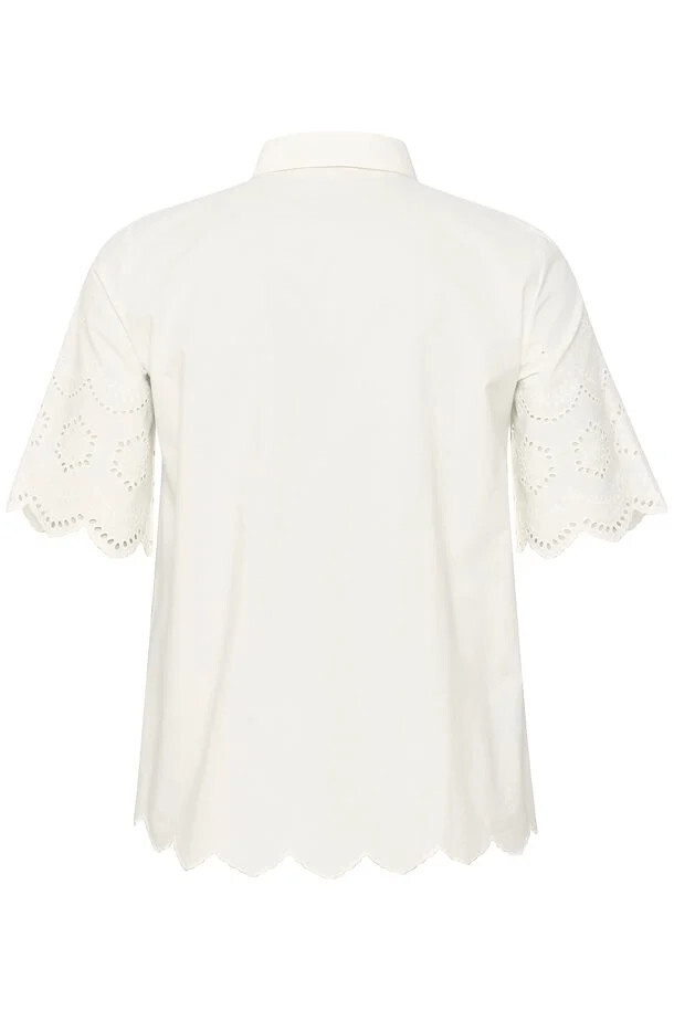 Kaffe Curve 10582154 Women's Short Sleeve Samini Blouse – Chalk