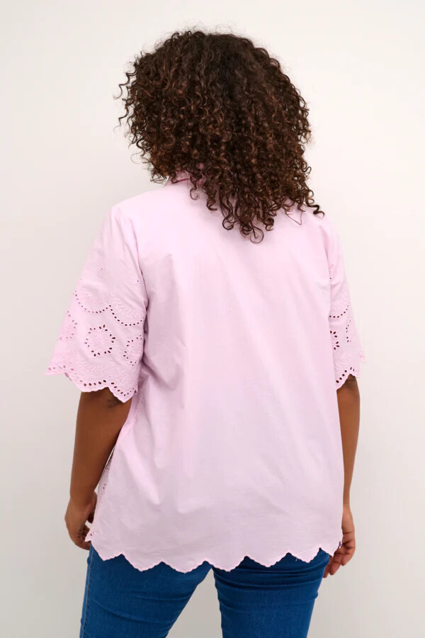 Kaffe Curve 10582154 Women's Short Sleeve Samini Blouse – Pink Mist