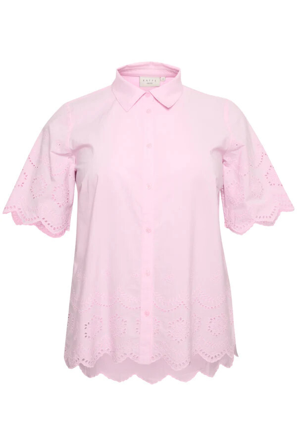 Kaffe Curve 10582154 Women's Short Sleeve Samini Blouse – Pink Mist