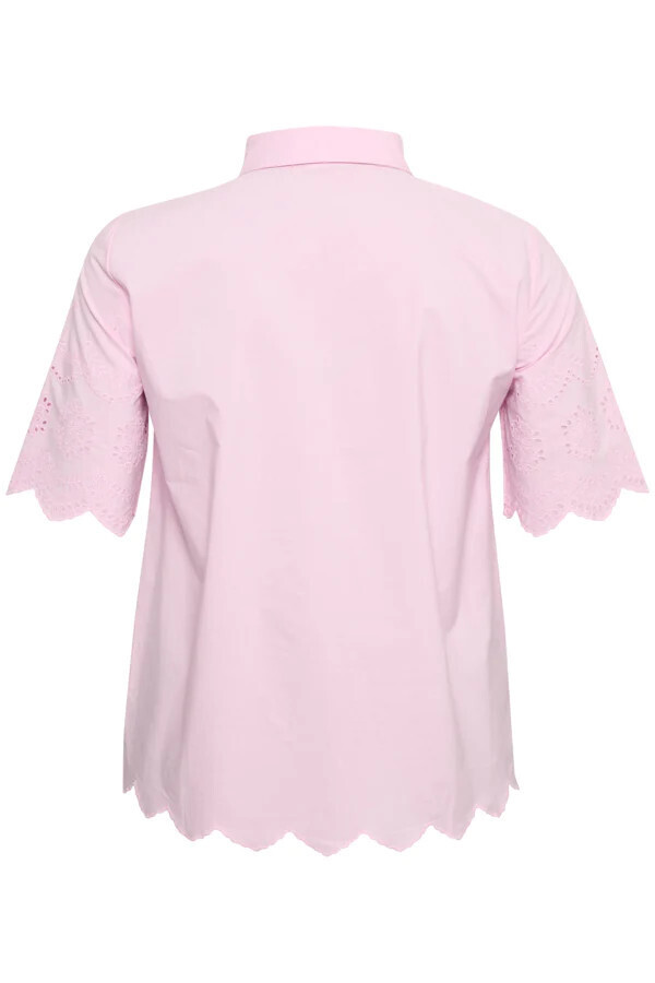 Kaffe Curve 10582154 Women's Short Sleeve Samini Blouse – Pink Mist