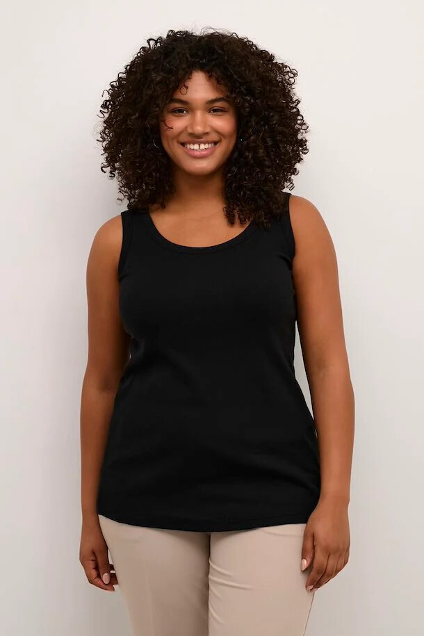 Kaffe Curve 10581396 Women's SL Carina Tank Top – Black Deep
