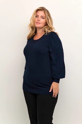 Kaffe Curve 10582018 Women's Long Sleeve Miana Plain Pullover Sweater – Midnight Marine
