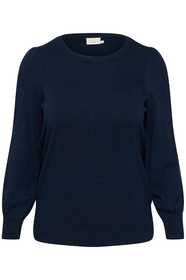 Kaffe Curve 10582018 Women's Long Sleeve Miana Plain Pullover Sweater – Midnight Marine