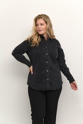 Kaffe Curve 10581961 Women's LS Falina Denim Shirt/ BLACK WASHED DENIM