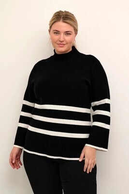 Kaffe Curve 10581779 Women’s LS Nelly Knit Pullover Sweater/ BLACK DEEP