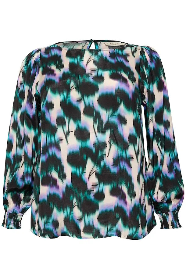 Kaffe Curve 10581769 Women’s Long Sleeve Camy Top – Digital Flower Print