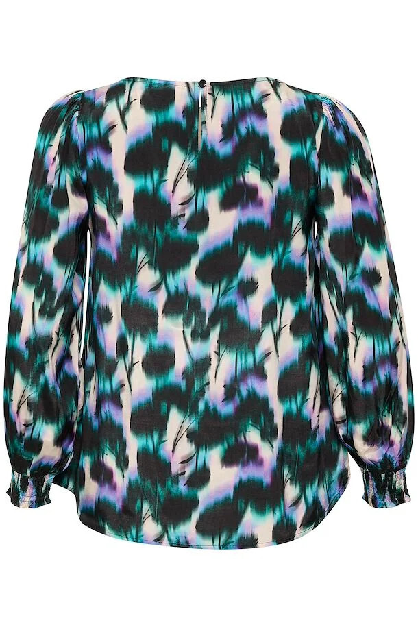 Kaffe Curve 10581769 Women’s Long Sleeve Camy Top – Digital Flower Print