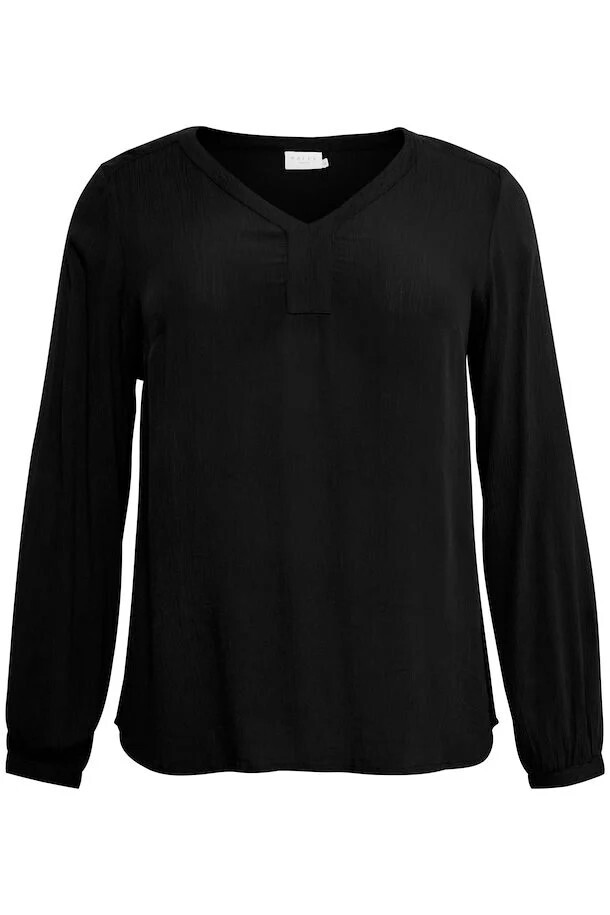 Kaffe Curve 10580001 Women’s LS Ami Blouse/ BLACK DEEP