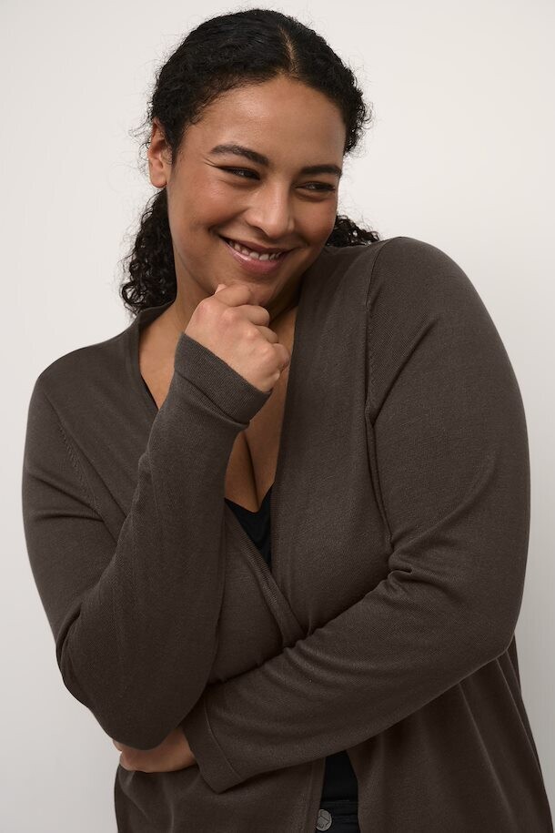 Kaffe Curve 10580339 Women’s Long Sleeve Farsia Cardigan – Java