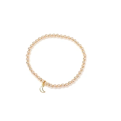 Beblue BBSURGIFT-MN 14KT Gold Bead Bracelet Moon Charm