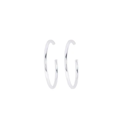 Beblue BO1495-SLV Medium Silver Simple Hoop Earrings