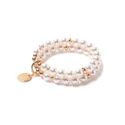 Beblue BBSURLUM-P 14KT Gold & Double Strand White Pearl Bracelet