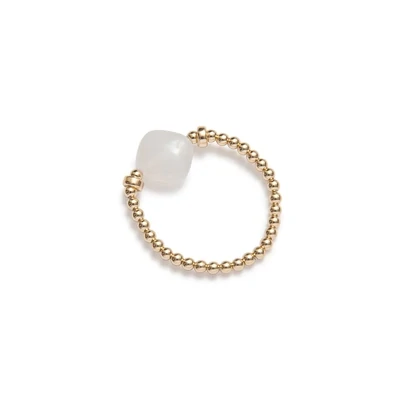 Beblue BRESURBRI-SH Small Gold Bead Ring w/ White Stone