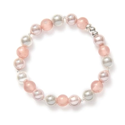 Beblue BBCANDY-M Large Pink, White & Silver Bead Bracelet