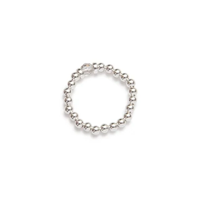 Beblue BRELASTIC-CSM Silver Bead Ring w/ Crystal Bead