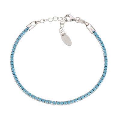 Amen BTPBAZ18 Women's Silver & Turquoise Enamel Tennis Bracelet