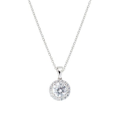 Amen CLLUBOBBBZ Silver White Round Crystal & White Cz Necklace
