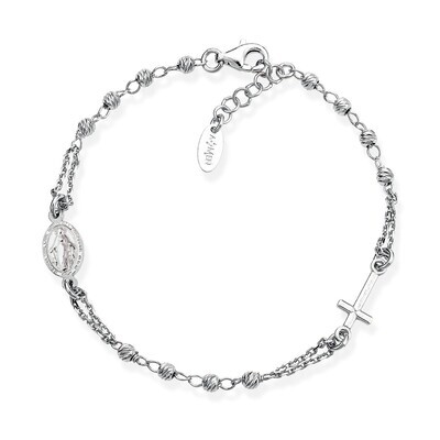 Amen BROBD3 Silver Rosary Bracelet Textured Beads
