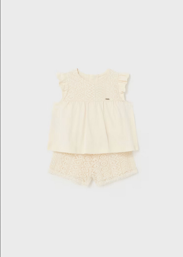 Mayoral 1235 Baby Girl's SL Guipure Lace Top & Shorts Set 2PC