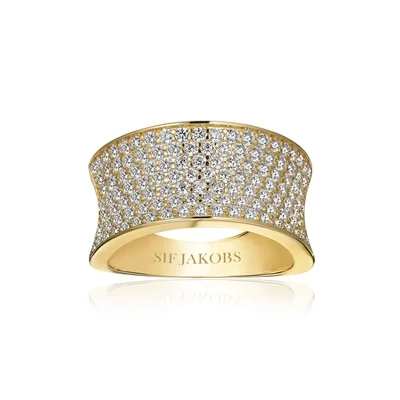 Sif Jakobs R2393-CZ-YG 18kt Gold Plated Felline Concavo Ring w/ CZ