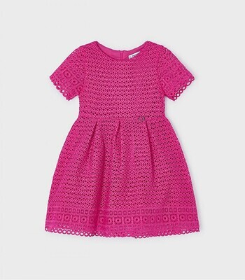 Mayoral 3918 Girl's Short Sleeve Embroidered Eyelet Dress
