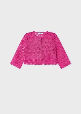 Mayoral 3471 girls embroidered bolero with flower shaped buttons/
