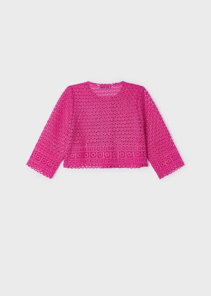 Mayoral 3471 girls embroidered bolero with flower shaped buttons