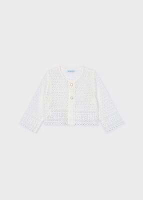 Mayoral 3471 girls embroidered bolero with flower shaped buttons/
