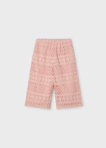 Mayoral 3529 girls lace flowy pants with bow – Nude