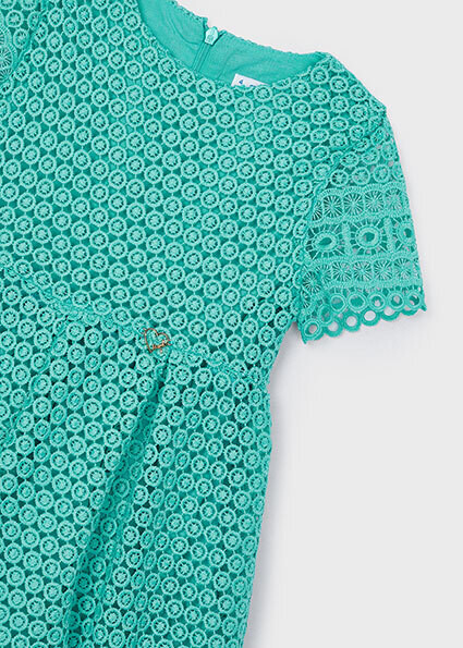 Mayoral 3918 Girl's Short Sleeve Embroidered Eyelet Dress
