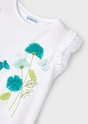 Mayoral 3079 girls tank top with tulle flowers – Blanco