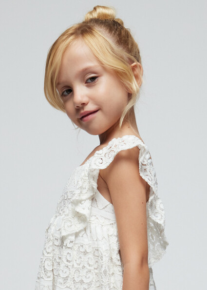 Mayoral 3924 girls embroidered lace sleeveless dress – Crudo
