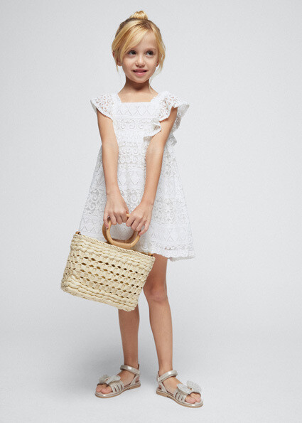 Mayoral 3924 girls embroidered lace sleeveless dress – Crudo