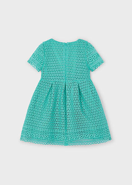 Mayoral 3918 Girl's Short Sleeve Embroidered Eyelet Dress