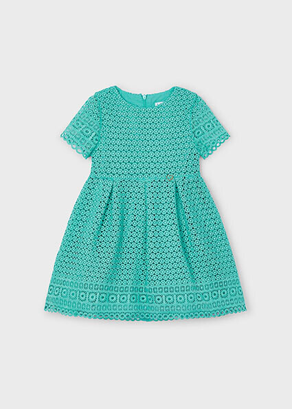 Mayoral 3918 Girl's Short Sleeve Embroidered Eyelet Dress