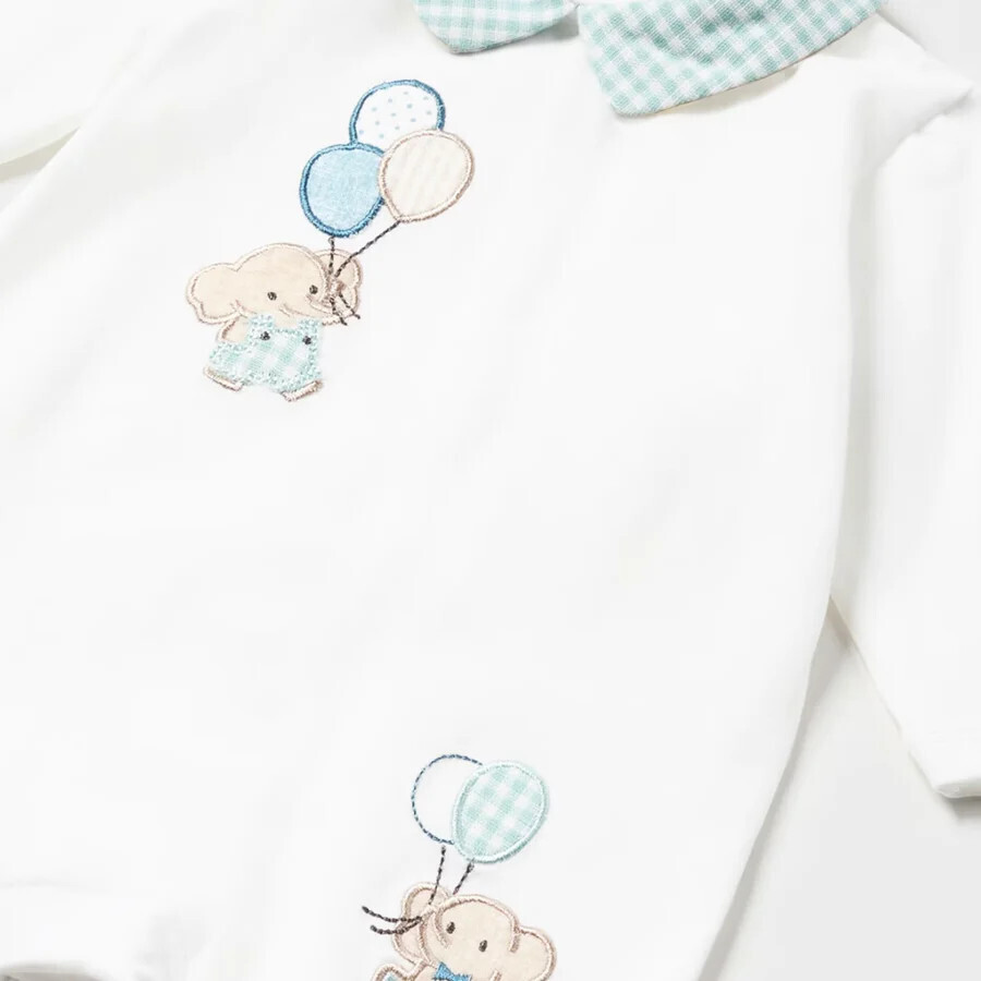 Mayoral 1720 Baby Boy's Long Sleeve Footed Elephant Onesie